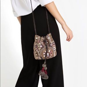 Zara beaded crossbody bucket bag